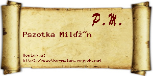 Pszotka Milán névjegykártya